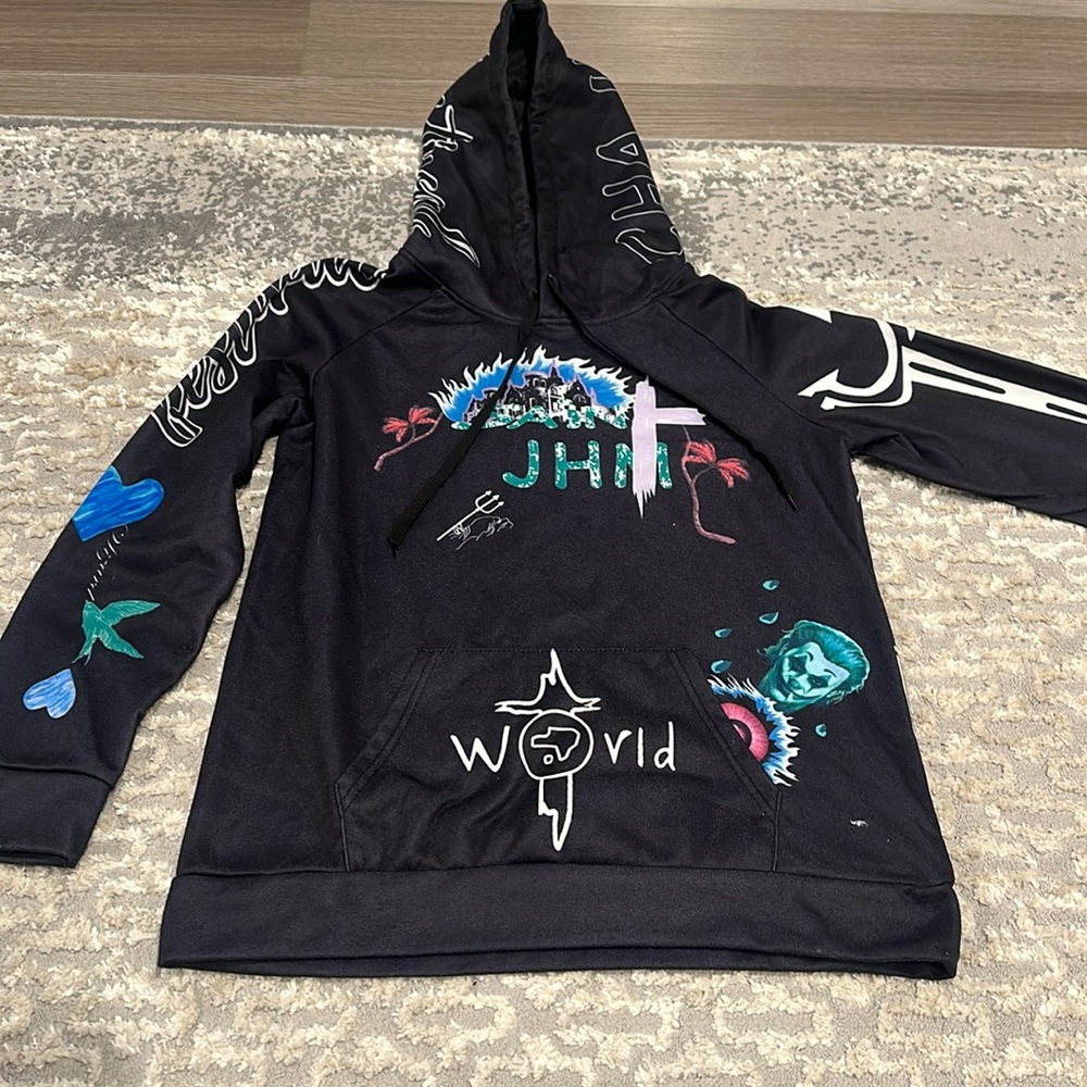 shein black graphic hoodie set